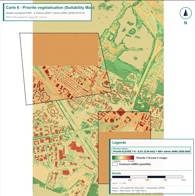 LiDAR HD — Estimation arbres à planter ANRU Grigny